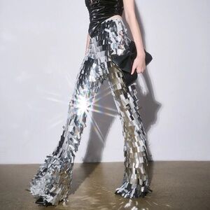VAL STRETCH SEQUIN PANT IN SILVER - 1X